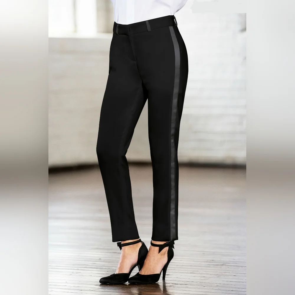 Rudsak Tuxedo Dress Pants Satin Side Stripes Slim Fit Cropped - Picture 1 of 11
